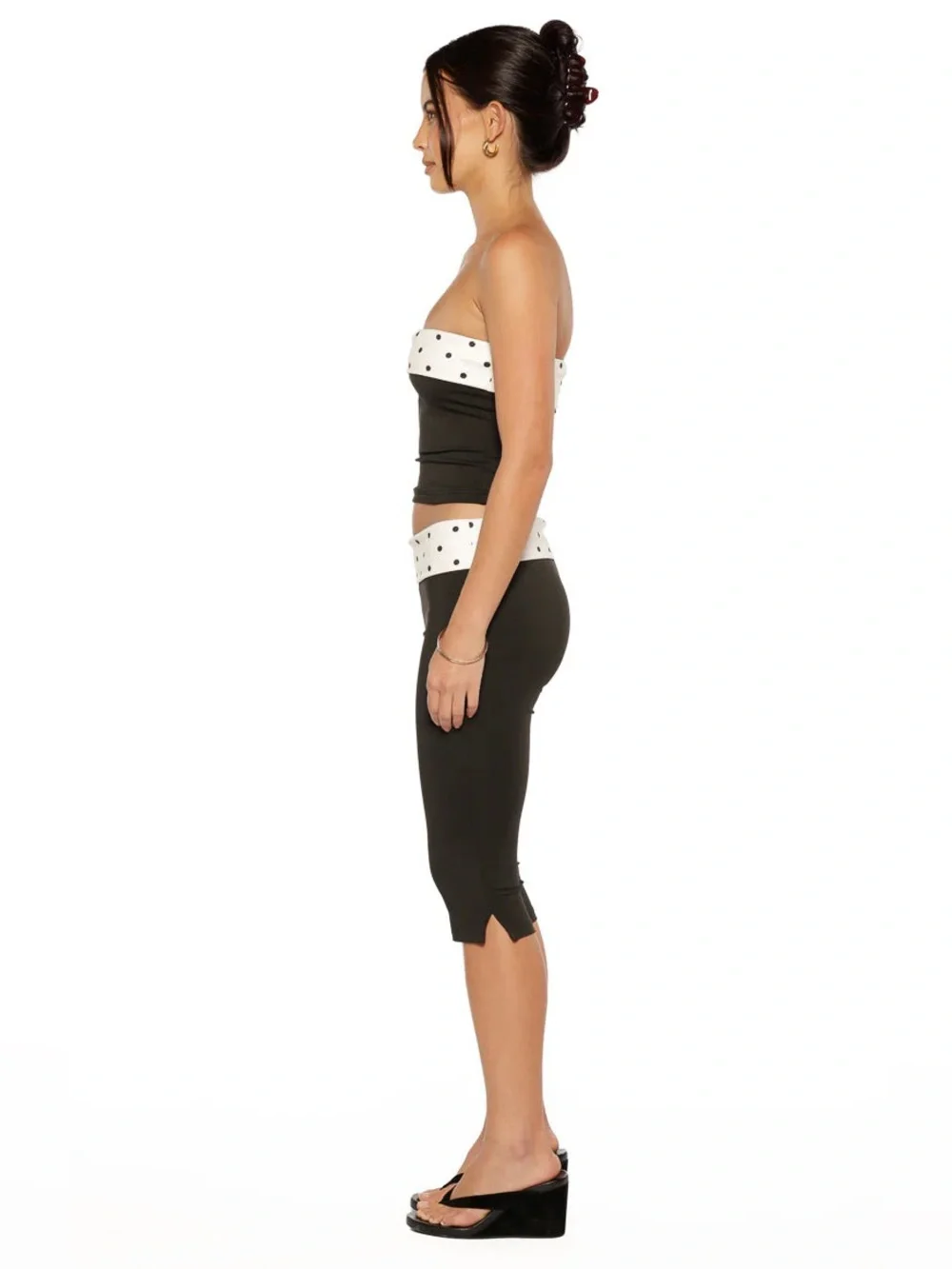 Beginning Boutique Reece Black Polka Dot Strapless Top